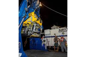 The CURV ROV is prepared for the search (Courtesy of U.S. Navy)