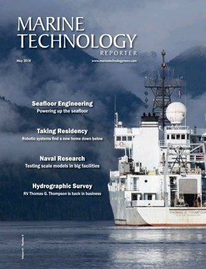 Marine Technology Magazine Cover May 2018 - Hydrographic Survey: Single beam and Multibeam Sonar